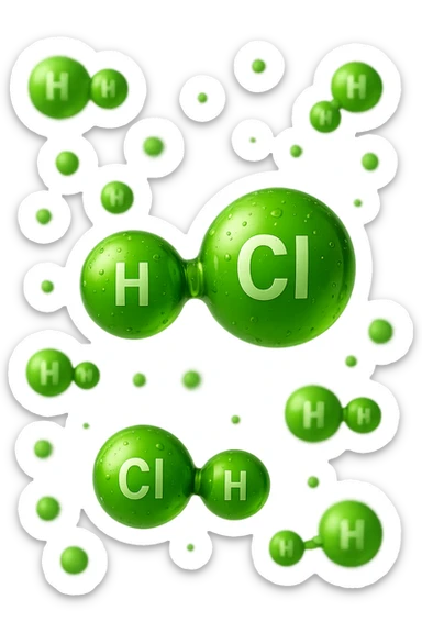 molecole chimiche verde acido fluttuano in aria, iperrealistiche 4k sticker