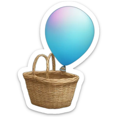 Ballon in nlue sky with a small basket sticker