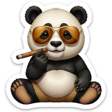 Panda sitting down smoking a cigar with sunglasses on sticker