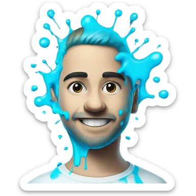 Glowing Cyan blue paint splash splatter sticker