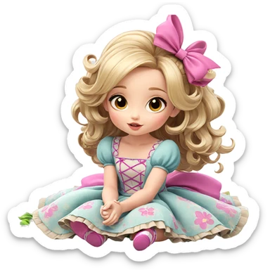 charming chibi girl in dress sticker