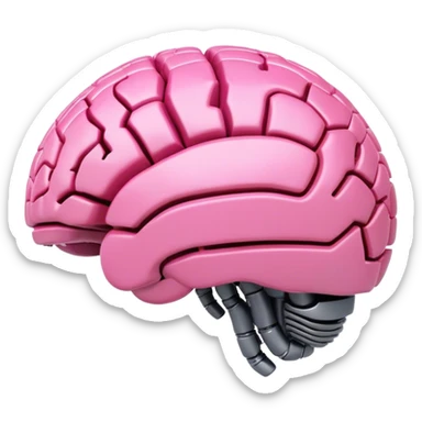 3d pink robotic brain in a form of earth from an angled perspective sticker
