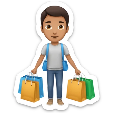 man with shopping bags sticker