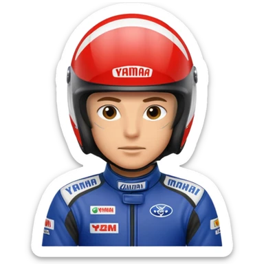 yamaha motor racer with helmet sticker