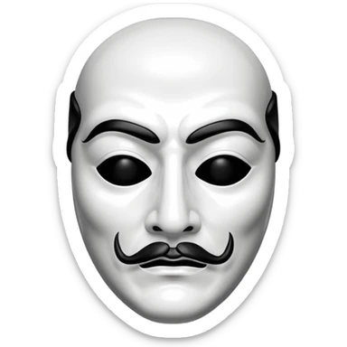Money Heist, Dali mask (black-white), realistic sticker