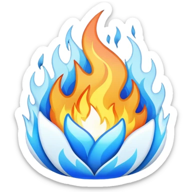 Blue and white fire emoji without any other aditional colur sticker