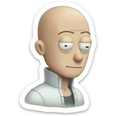 Tattooed bald man style Rick and Morty sticker