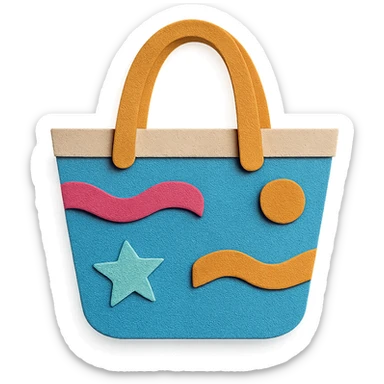 colorful paper-craft style beach bag with cut-out details sticker