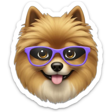 zwergspitz with glasses sticker