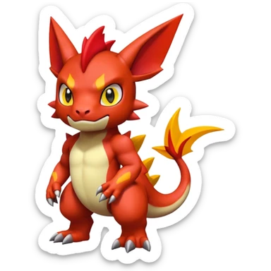 Cute Chibi Digimon-Guilmon-Tyrunt-hybrid (full body) sticker