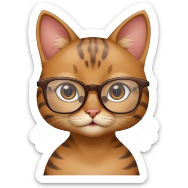 cute girl cat with really big square glasses with super thin frames sticker