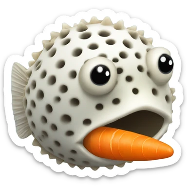 pufferfish eating a carrot sticker