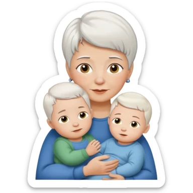 grandmother with short hair white and baby boy with short brown hair and fair skin sticker