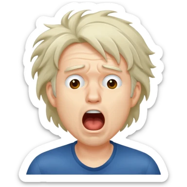 Weak man with disheveled hair yawning sticker