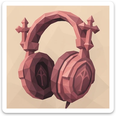 pink gothic headphones with geometric shapes and gothic accents sticker