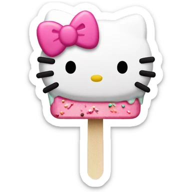 Hello kitty popsicle with pink frosting and sprinkles  sticker