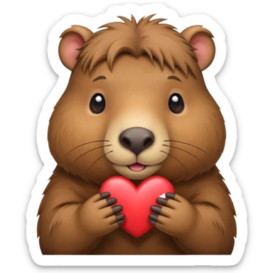Capibara tierno con un corazón sticker