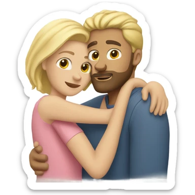 blonde woman, long hair, hugging a blonde man with beard. he short hair sticker