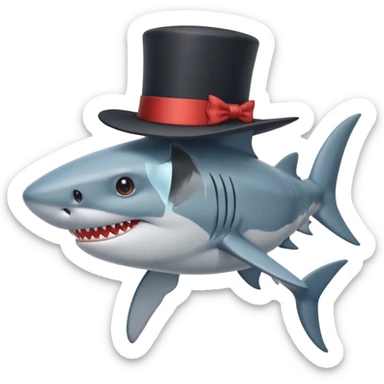 Shark with a top hat sticker