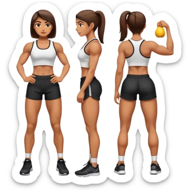 front view of full legs female with black gym shorts sticker