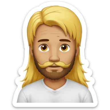 yellow long hair bearded man with white shirt sticker