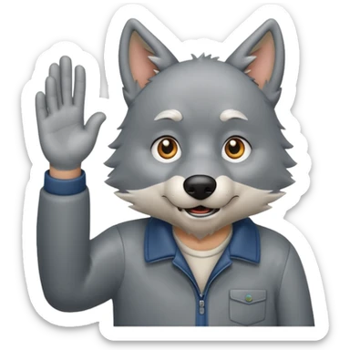 wolfgrandpa waving his hand and his hole body is standing  sticker