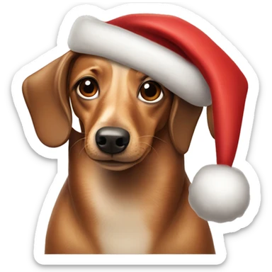 Wiener dog with Santa hat sticker