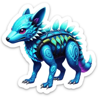  exotic tropical cyber-Protogen-Fakémon-Vernid-creature sticker