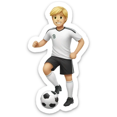 white kid playing soccer  sticker