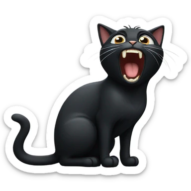 Black cat yelling sticker
