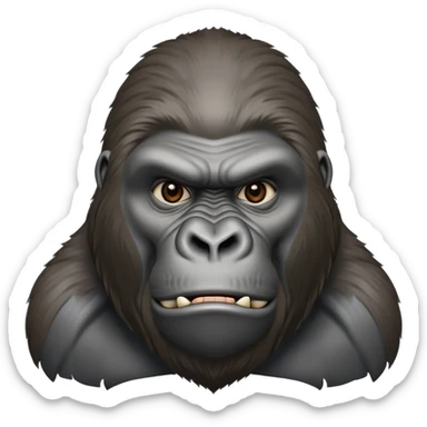 Silverback gorilla, powerful expression, detailed great ape face, realistic primate portrait sticker