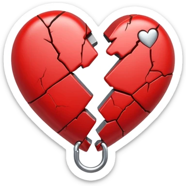 broken heart sticked together with a clip sticker