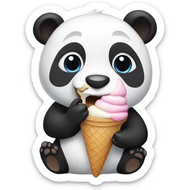 Panda eating ice cream sticker
