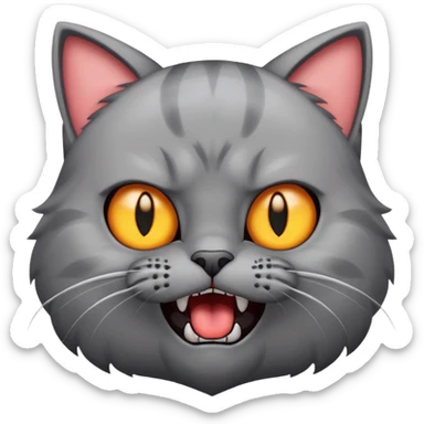 Vampire  cartoon cat with an angry expression, with its paws above its head sticker