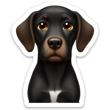 black cute dog with brown co around the mouth and above the eyes near the nose with a little brown on the earsor sticker