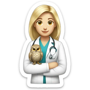 Blonde-medium-hair-doctor-with-owl sticker