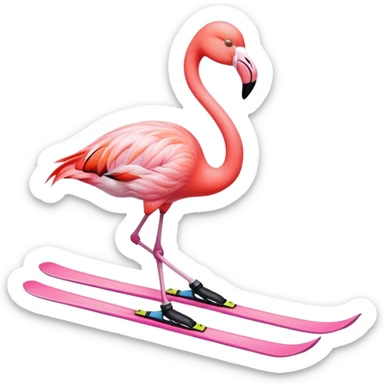 A female skiing flamingo on the slope sticker