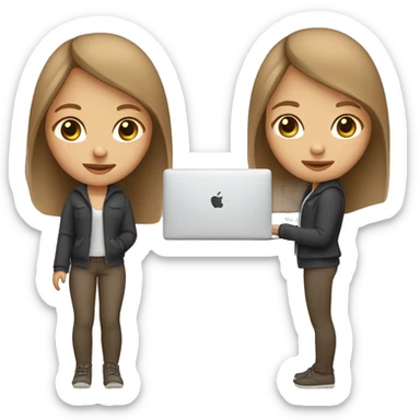 Girl-hold-MacBook-light skin-light brown hair sticker