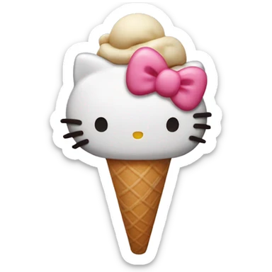 ice cream with hello kitty candy on the top sticker
