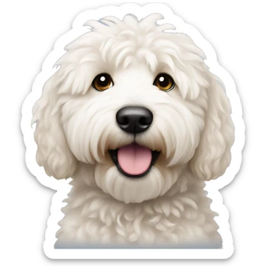 White, fluffy, mini Goldendoodle  sticker