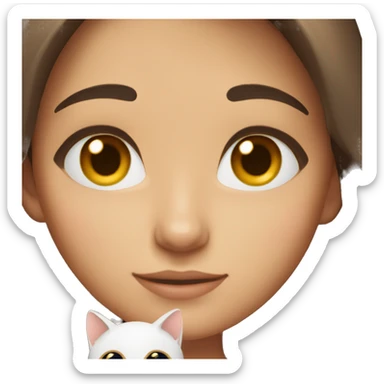 Brunette girl with brown eyes and a cat in her arms sticker