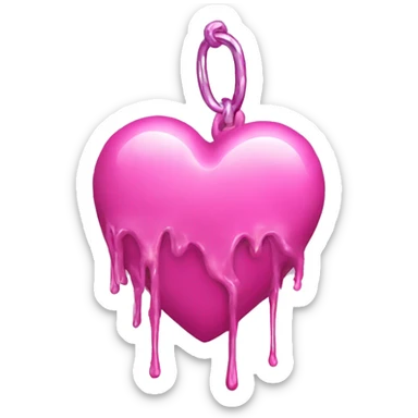 pink chrome heart drip sticker