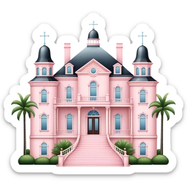 Light Pink southern coastal mansion isometric  sticker
