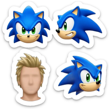 Draw me a Sonic head that's a lighter blue than the original and is looking straight ahead sticker
