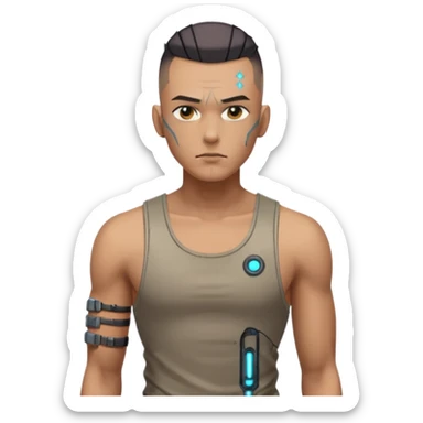 cyberpunk shaved man worn tank top sticker