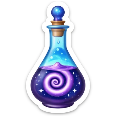 Potion bottle with swirling galaxy liquid sticker