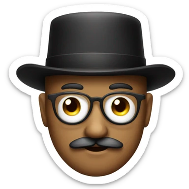man with monocle, mustache, and hat looking fancy sticker