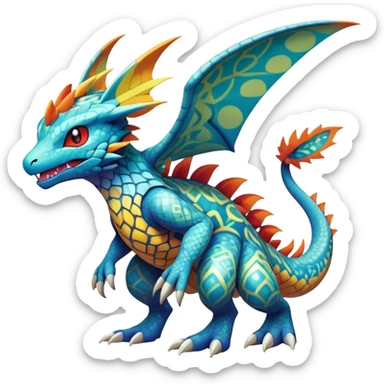 exotic fantasy-creature-Fakémon-Pokémon, full body, with random markings sticker