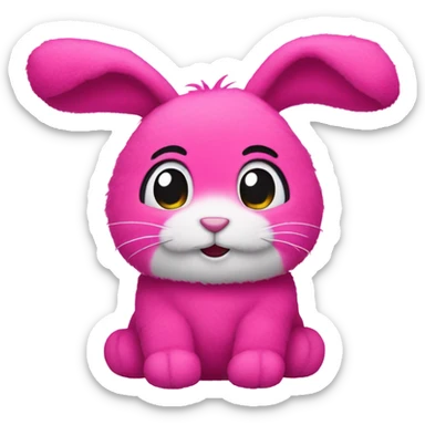 Hot pink cute stuffed animal bunny sticker