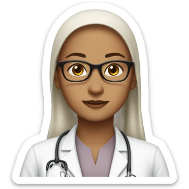 a muslim doctor women wth with skin and brown eyes and round glasses  sticker